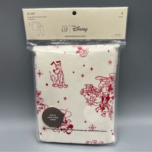 Baby Gap X Disney Kids Mickey Red Cream Long Sleeve Shirt & Pants Pajama Set